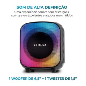 Caixa De Som PartyBox Bluetooth 100W Rms Funcao Tws Led 8 Horas de Baterial Preto Bivolt - Aws-PB-07 - Aiwa