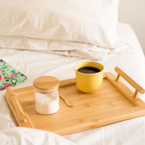 Bandeja Bambu Com Alcas Retangular - Mes01307Nat - Oikos