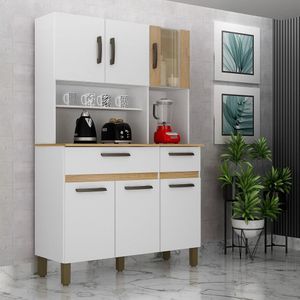 Armario Célia Com 6 Portas E 2 Gavetas Branco Cinamomo Valdemoveis