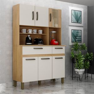 Armario Célia Com 6 Portas E 2 Gavetas Cinamomo Off-White Valdemoveis