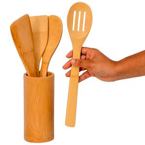 Kit De Utensilios Para Cozinha Bambu Mozcada 4 Peças - Oikos