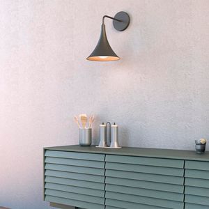 Arandela Interno Aluminio Preto E27 Campana Uno Metaldomado