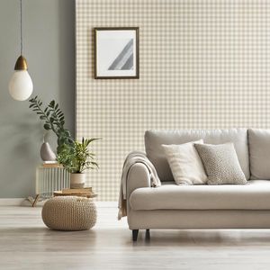 Papel Adesivo Liso Xadrez Bege 52Cmx10M 84193 Tokfix