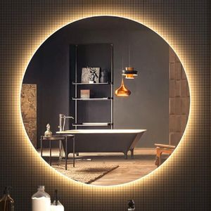 Espelho Redondo 80X40cm Com Led Branco Quente 3000K 220V Mglass