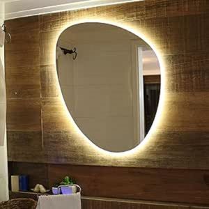 Espelho Orgânico Com Led 70X50cm Branco Quente 3000k 220V Mglass