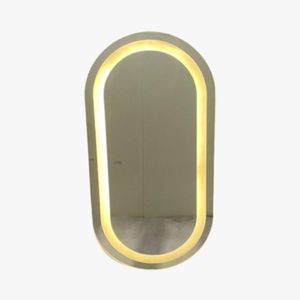 Espelho Oval Jateado Illuminato Com Led 100X50cm Branco Quente 3000K 220v Mglass