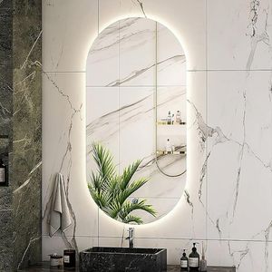 Espelho Oval Napoli 80X40cm Com Led Branco Quente 3000K 220v Mglass