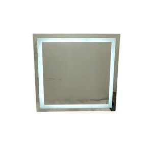 Espelho Quadrado Jateado Com Led 60X60cm Branco Quente 3000K 220V Mglass