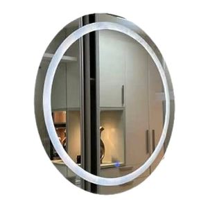 Espelho Redondo Jateado Com Led 60cm Branco Frio 6500K 220V Mglass