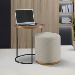 Puff Duo com Mesinha Cinamomo Bege Ddesing