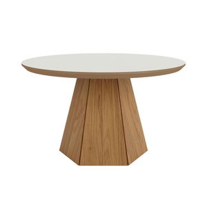 Mesa Centro Base Hexagonal TB605 WJ 70CM Off White/Freijo Dalla Costa