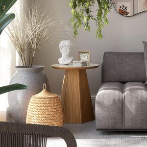Mesa Lateral Base Hexagonal TB606 WJ 50CM Off White/Freijo Dalla Costa