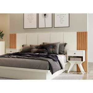 Cabeceira Detalhe Ripada TW184 WJ 270CM Off Whaite/Freijo Dalla Costa