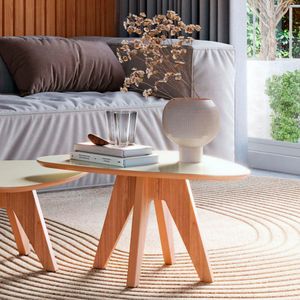 Mesa Centro Orgânica TB613 WJ 65CM Off White/Freijo Dalla Costa