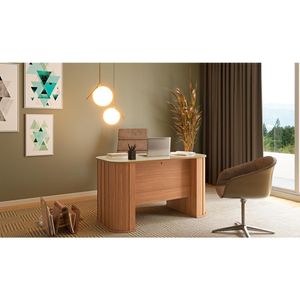 Mesa Escritório Ripada C721 WJ 135CM Off White/Freijo Dalla Costa
