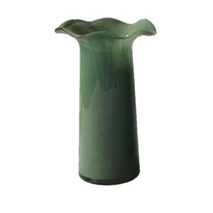Vaso De Vidro Verde 15X15X32Cm Hasiera