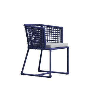 Cadeira Veleiro Em Corda Nautica Azul E Aluminio Preto E Tecido Chino Bertoli