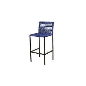 Banqueta 20 Em Corda Nautica Azul E Aluminio Preto Bertoli