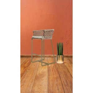 Banqueta Veleiro Em Corda Nautica Rami  E Aluminio Champanhe E Tecido Chino Bertoli