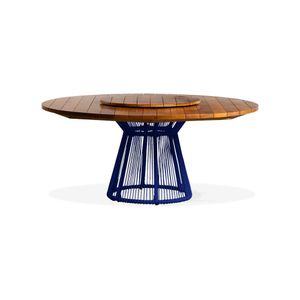Mesa Barcelona Em Corda Nautica Azul E Aluminio Natural Bertoli