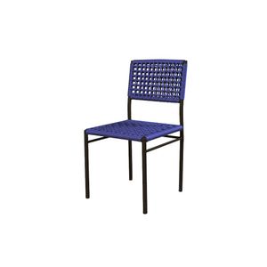 Cadeira 20 Em Corda Nautica Azul E Aluminio Preto Bertoli