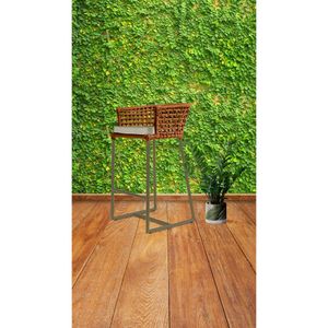 Banqueta Veleiro  Em Corda Nautica Terracota  E Aluminio Champanhe E Tecido Chino Bertoli