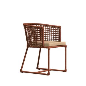 Cadeira Veleiro Em Corda Nautica Terracota E Aluminio Champanhe E Tecido Chino Bertoli