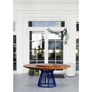 Mesa Barcelona Em Corda Nautica Azul E Aluminio Natural Bertoli