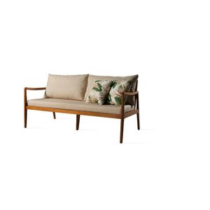 Sofa Floripa Em Corda Nautica Rami E Aluminio Natural Tecido Kaki Bertoli