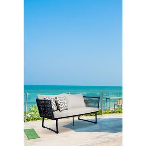 Sofa 04 Em Corda Nautica Azul E Aluminio Natural E Tecido chino Bertoli