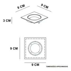 Spot LED de Embutir Quadrado NX03R 3W Luz Branca 6500K Bivolt - 2161 - Nitrolux