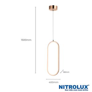 Pendente LED LPL008A 15W Luz Amarela 3000K - 6076 - Nitrolux