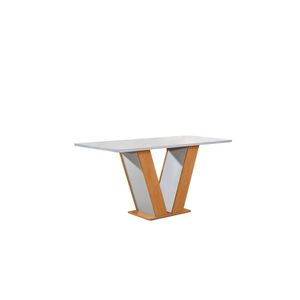 Mesa Qatar 120X0,80cm Com 4 Cadeiras Londres Tecido 169Tampo Dakota Sem Vidro Cinamomo OFF White Cel Móveis