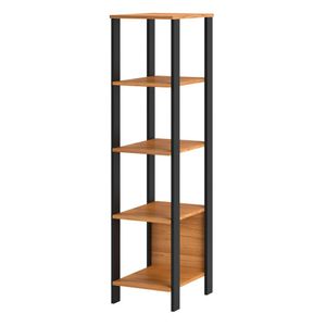 Torre Com 5 Prateleiras 33X135Cm Industrial F28 Freijó E Preto Fosco Pradel Móveis