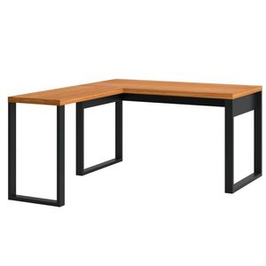 Mesa De Canto 135X158Cm Para Escritorio Industrial F22 Freijó E Preto Fosco Pradel Móveis