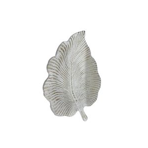 Bandeja em Formato de Folha Ouro Escovado Branco 26X20,5X3,5cm Hasiera