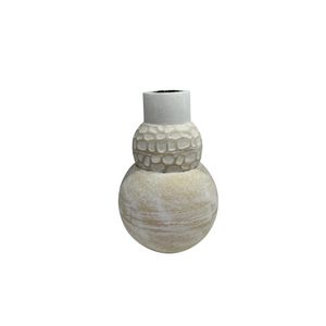 Vaso de Madeira Branco Escovado Amarelo 12,5X12,5X21cm Hasiera