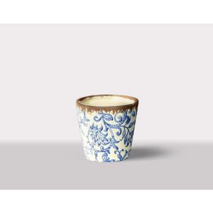 Cachepot Ceramica Branco/Azul 17X17X15 Cm Hasiera