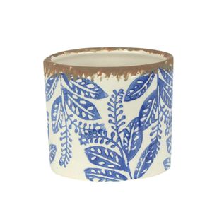 Cachepot Ceramica Branco/Azul 14X14X12 Cm Hasiera