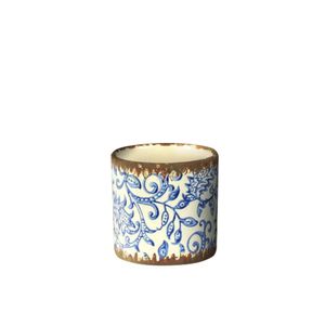 Cachepot Ceramica Branco/Azul 10.5X10.5X10 Cm Hasiera