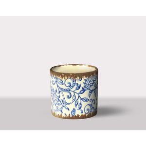 Cachepot Ceramica Branco/Azul 10.5X10.5X10 Cm Hasiera