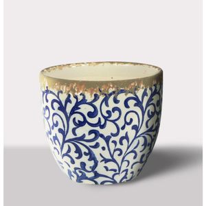 Cachepot Ceramica Branco/Azul 14.5X14.5X12.5 Cm Hasiera
