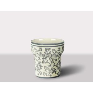 Cachepot Ceramica Branco/Cinza 16X16X17 Cm Hasiera