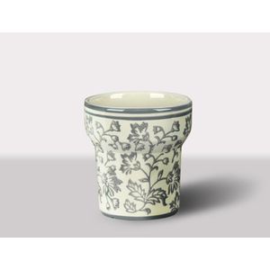 Cachepot Ceramica Branco/Cinza 13.5X13.5X15 Cm Hasiera