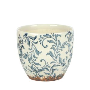 Cachepot Ceramica Branco/Azul 14.5X14.5X12.5 Cm Hasiera