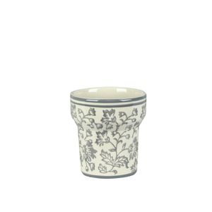 Cachepot Ceramica Branco/Cinza 16X16X17 Cm Hasiera