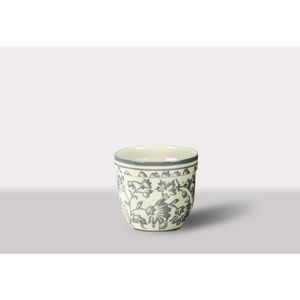 Cachepot Ceramica Branco/Cinza 17X17X14 Cm Hasiera