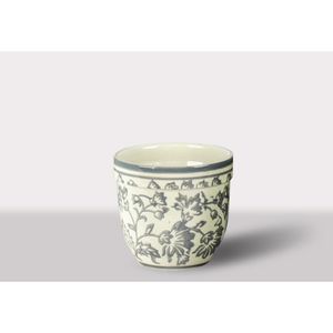 Cachepot Ceramica Branco/Cinza 11.5X11.5X10.5 Cm Hasiera