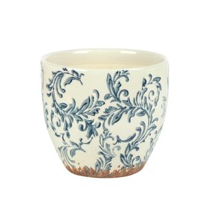 Cachepot Ceramica Branco/Azul 14.5X14.5X12.5 Cm Hasiera