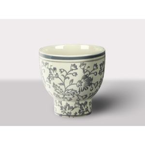 Cachepot Ceramica Branco/Cinza 14X14X14 Cm Hasiera